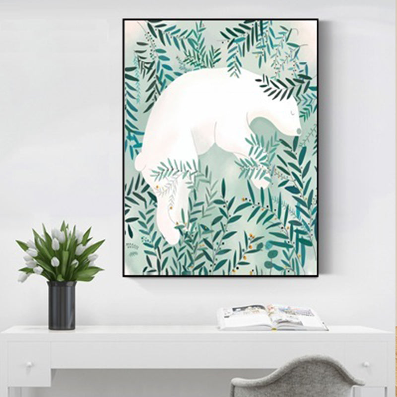 Aqua Willow Branches Canvas Art Botanics Kids Textured Wall Decor on White for Room White Clearhalo 'Art Gallery' 'Canvas Art' 'Kids' Arts' 1899440
