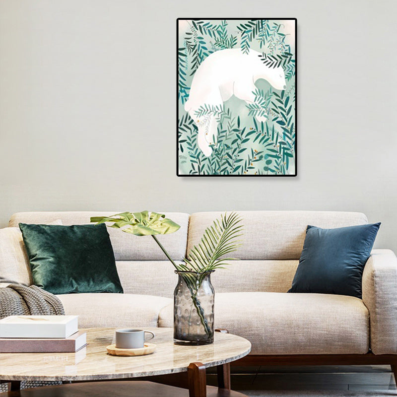 Aqua Willow Branches Canvas Art Botanics Kids Textured Wall Decor on White for Room Clearhalo 'Art Gallery' 'Canvas Art' 'Kids' Arts' 1899442