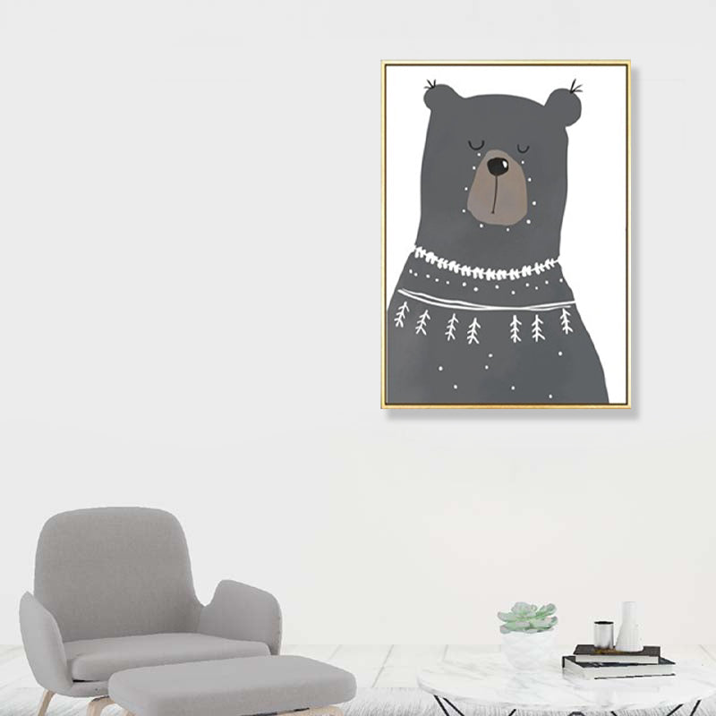 Kids Illustration Bear Canvas Print Soft Color Nursery Wall Art, Multiple Size Options Clearhalo 'Art Gallery' 'Canvas Art' 'Kids' Arts' 1899460