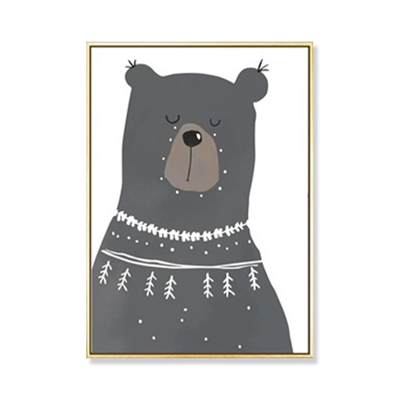 Kids Illustration Bear Canvas Print Soft Color Nursery Wall Art, Multiple Size Options Clearhalo 'Art Gallery' 'Canvas Art' 'Kids' Arts' 1899461
