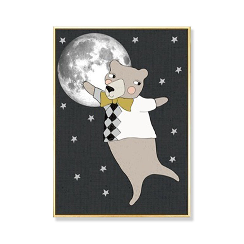 Kids Illustration Bear Canvas Print Soft Color Nursery Wall Art, Multiple Size Options Clearhalo 'Art Gallery' 'Canvas Art' 'Kids' Arts' 1899468