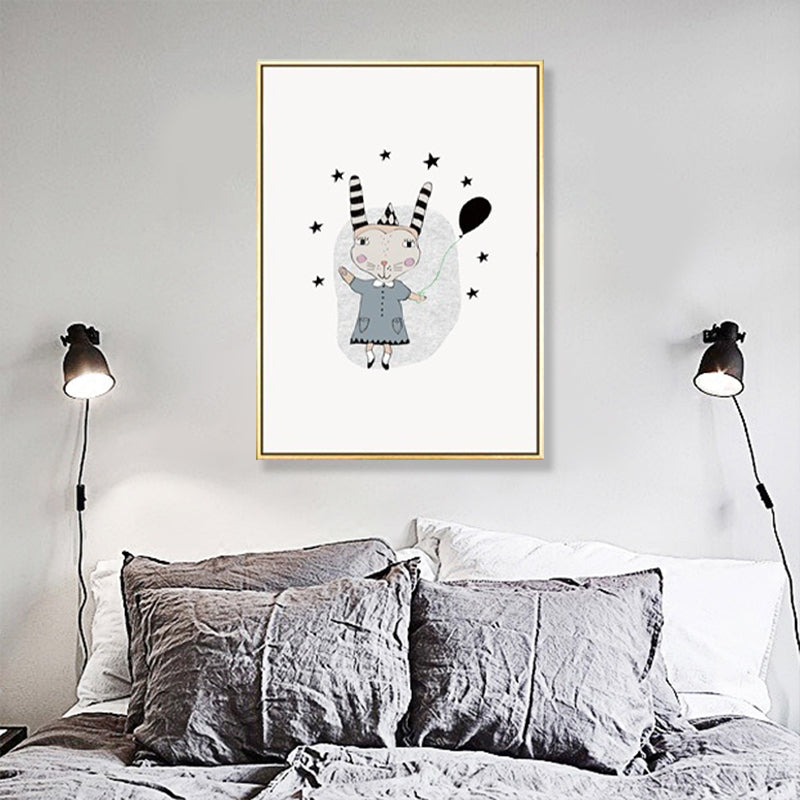 Kids Illustration Bear Canvas Print Soft Color Nursery Wall Art, Multiple Size Options Clearhalo 'Art Gallery' 'Canvas Art' 'Kids' Arts' 1899470