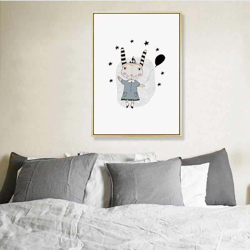 Kids Illustration Bear Canvas Print Soft Color Nursery Wall Art, Multiple Size Options Clearhalo 'Art Gallery' 'Canvas Art' 'Kids' Arts' 1899471