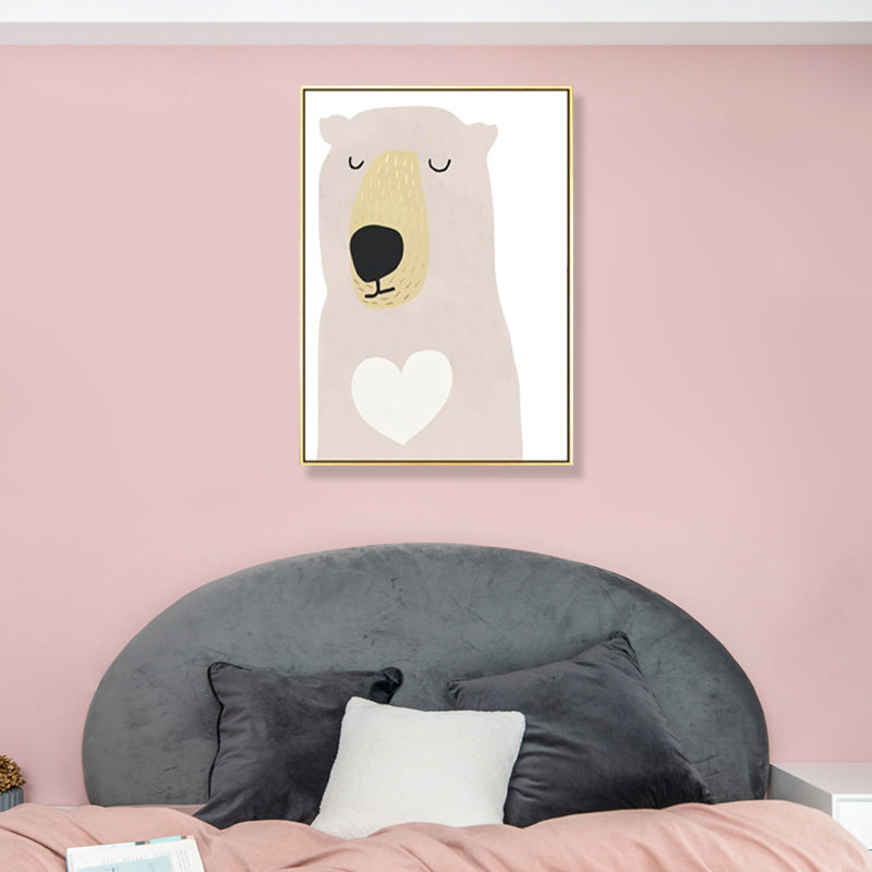 Kids Illustration Bear Canvas Print Soft Color Nursery Wall Art, Multiple Size Options Clearhalo 'Art Gallery' 'Canvas Art' 'Kids' Arts' 1899478