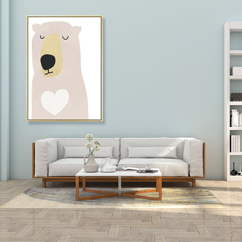 Kids Illustration Bear Canvas Print Soft Color Nursery Wall Art, Multiple Size Options Clearhalo 'Art Gallery' 'Canvas Art' 'Kids' Arts' 1899479