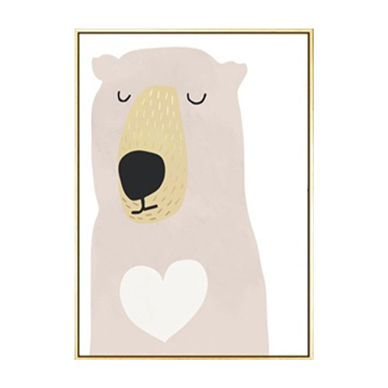Kids Illustration Bear Canvas Print Soft Color Nursery Wall Art, Multiple Size Options Clearhalo 'Art Gallery' 'Canvas Art' 'Kids' Arts' 1899480