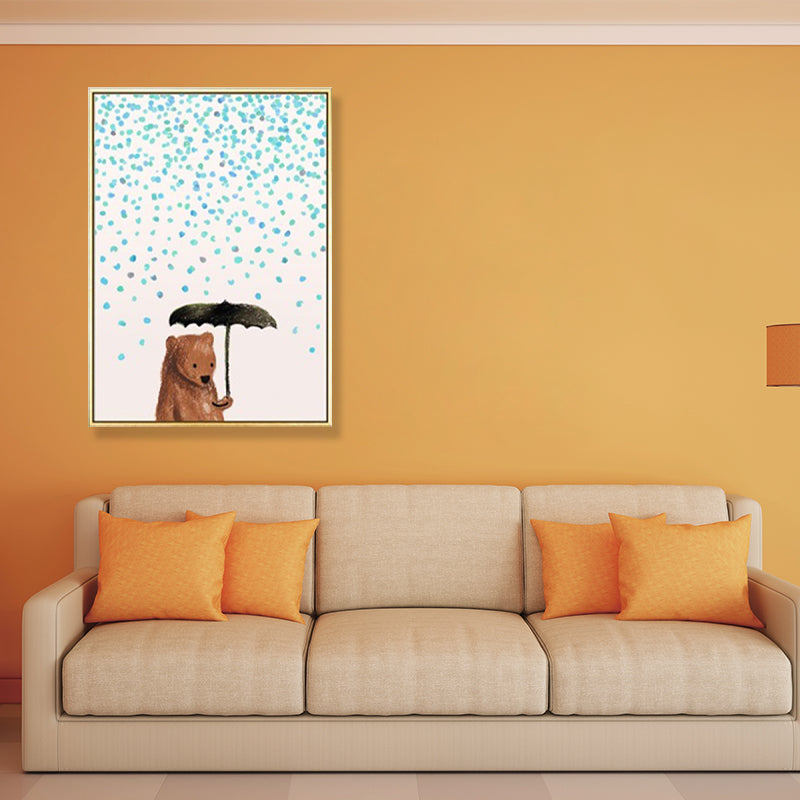 Kids Illustration Bear Canvas Print Soft Color Nursery Wall Art, Multiple Size Options Clearhalo 'Art Gallery' 'Canvas Art' 'Kids' Arts' 1899482