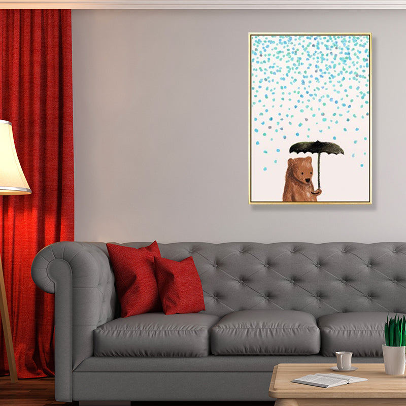 Kids Illustration Bear Canvas Print Soft Color Nursery Wall Art, Multiple Size Options Clearhalo 'Art Gallery' 'Canvas Art' 'Kids' Arts' 1899483