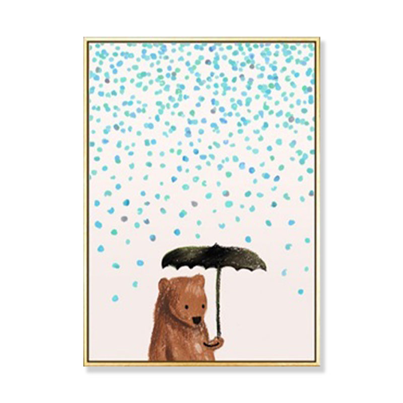 Kids Illustration Bear Canvas Print Soft Color Nursery Wall Art, Multiple Size Options Clearhalo 'Art Gallery' 'Canvas Art' 'Kids' Arts' 1899484