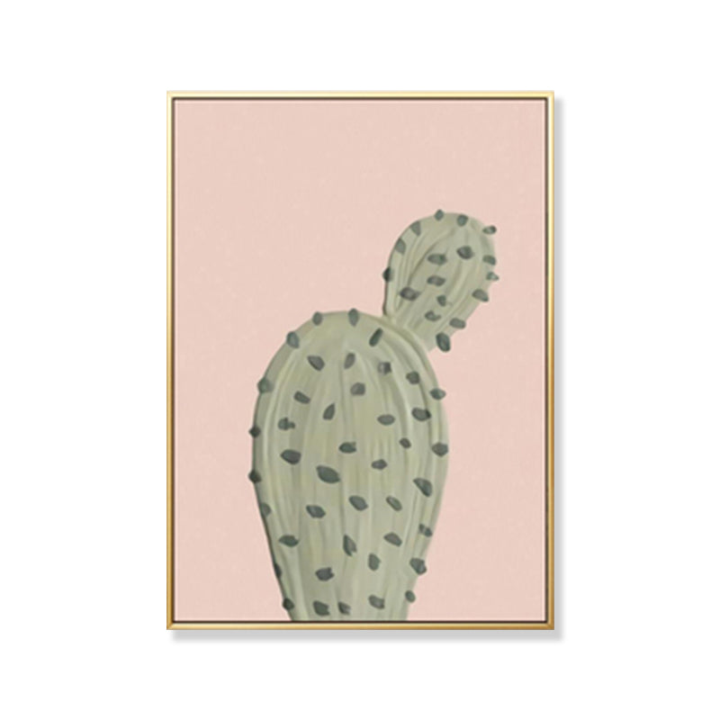 Green Cactus Wall Art Decor Pot Plant Nordic Textured Canvas Print for Living Room Clearhalo 'Art Gallery' 'Canvas Art' 'Contemporary Art Gallery' 'Modern' Arts' 1899512