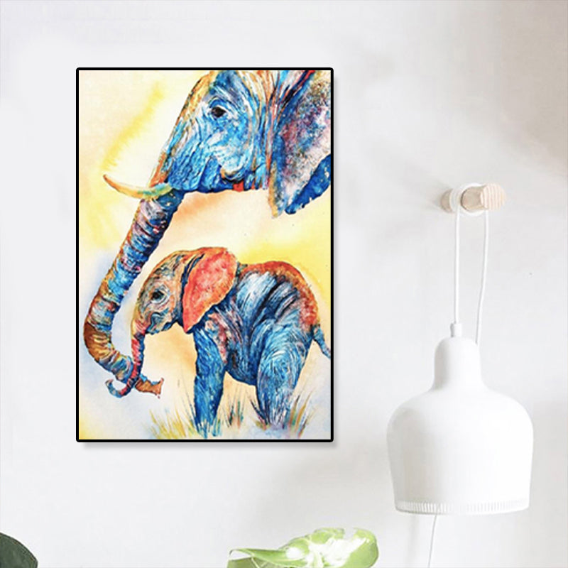 Asian Style Elephant Art Print Canvas Textured Soft Color Wall Decor for Hallway Clearhalo 'Arts' 'Canvas Art' 1899571