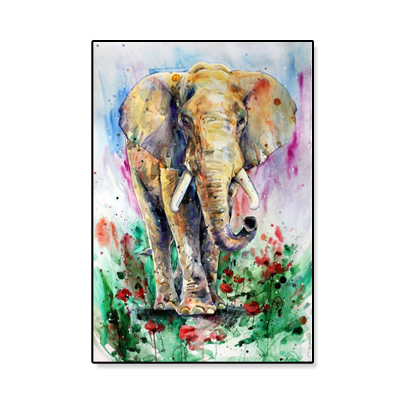 Asian Style Elephant Art Print Canvas Textured Soft Color Wall Decor for Hallway Clearhalo 'Arts' 'Canvas Art' 1899576