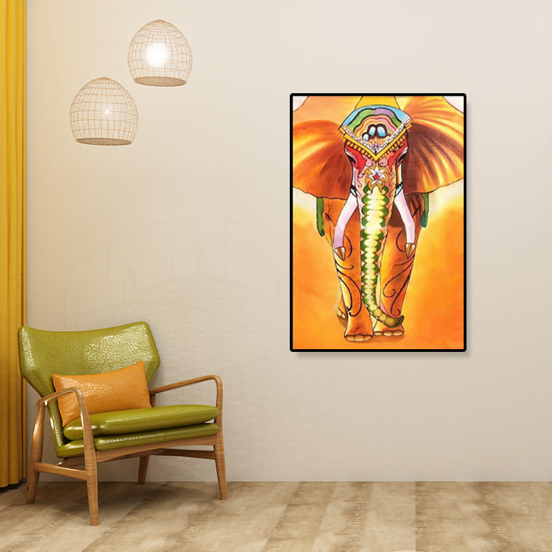 Asian Style Elephant Art Print Canvas Textured Soft Color Wall Decor for Hallway Clearhalo 'Arts' 'Canvas Art' 1899578