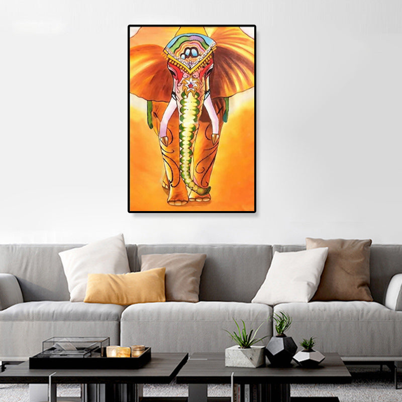 Asian Style Elephant Art Print Canvas Textured Soft Color Wall Decor for Hallway Clearhalo 'Arts' 'Canvas Art' 1899579