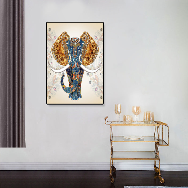 Asian Style Elephant Art Print Canvas Textured Soft Color Wall Decor for Hallway Clearhalo 'Arts' 'Canvas Art' 1899582