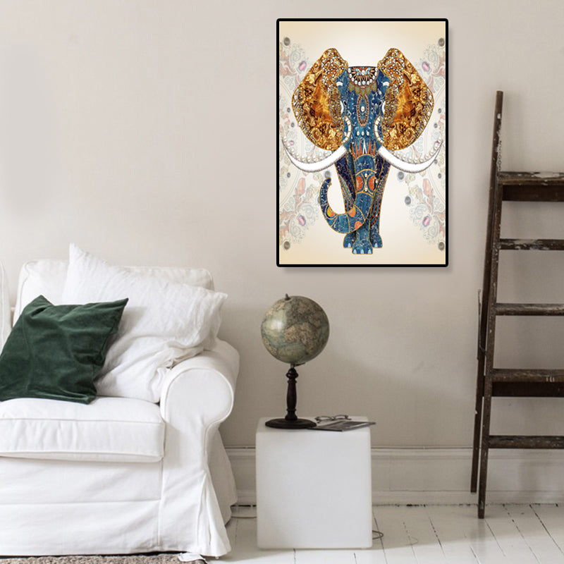 Asian Style Elephant Art Print Canvas Textured Soft Color Wall Decor for Hallway Clearhalo 'Arts' 'Canvas Art' 1899583