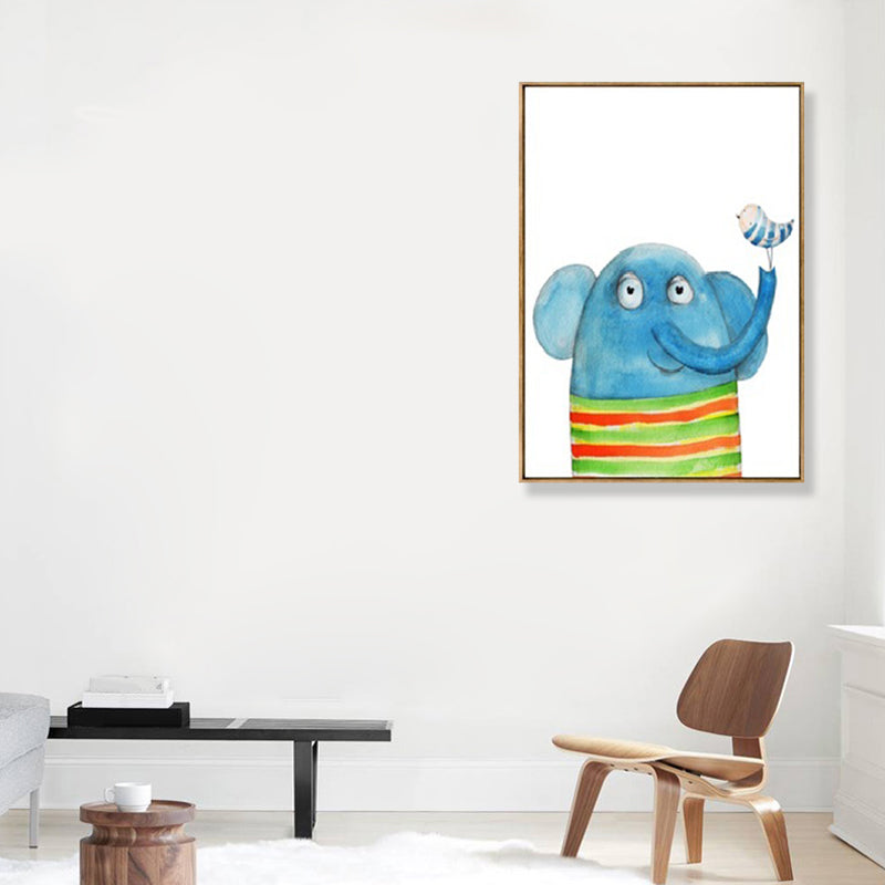 Drawing Print Animal Canvas Art Pastel Color Cartoon Wall Decor for Kids Bedroom Clearhalo 'Art Gallery' 'Canvas Art' 'Kids' Arts' 1899593
