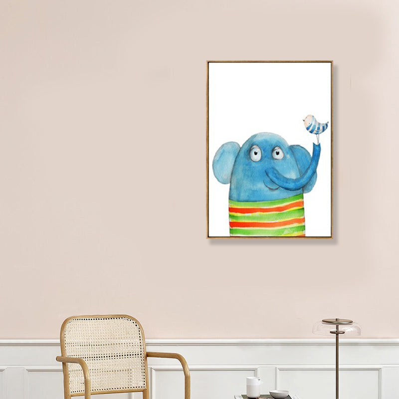Drawing Print Animal Canvas Art Pastel Color Cartoon Wall Decor for Kids Bedroom Clearhalo 'Art Gallery' 'Canvas Art' 'Kids' Arts' 1899594