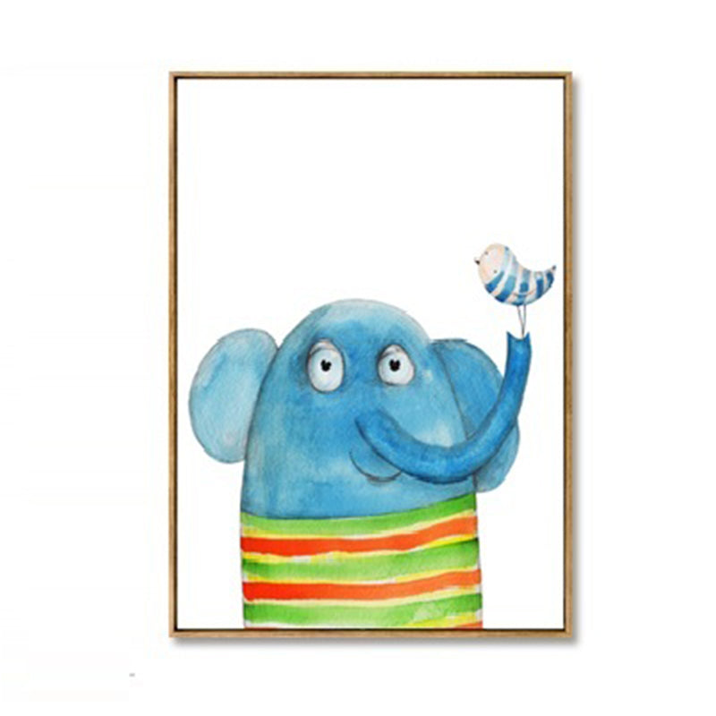 Drawing Print Animal Canvas Art Pastel Color Cartoon Wall Decor for Kids Bedroom Clearhalo 'Art Gallery' 'Canvas Art' 'Kids' Arts' 1899595