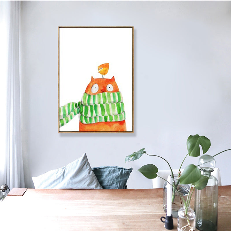 Drawing Print Animal Canvas Art Pastel Color Cartoon Wall Decor for Kids Bedroom Clearhalo 'Art Gallery' 'Canvas Art' 'Kids' Arts' 1899600