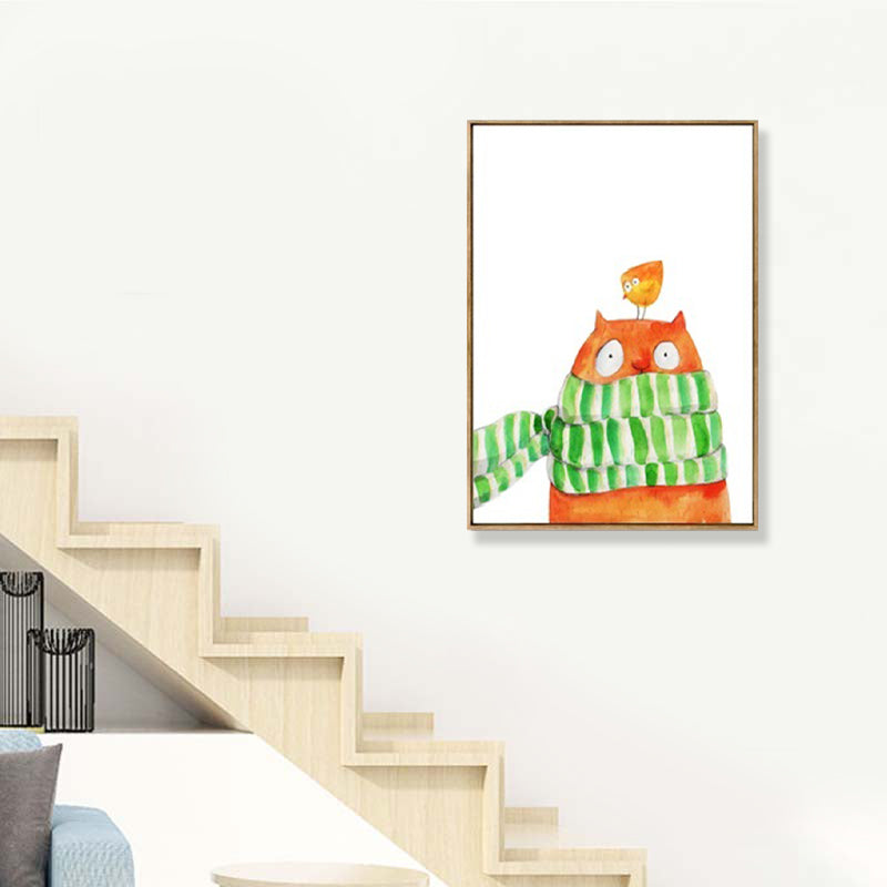 Drawing Print Animal Canvas Art Pastel Color Cartoon Wall Decor for Kids Bedroom Clearhalo 'Art Gallery' 'Canvas Art' 'Kids' Arts' 1899601