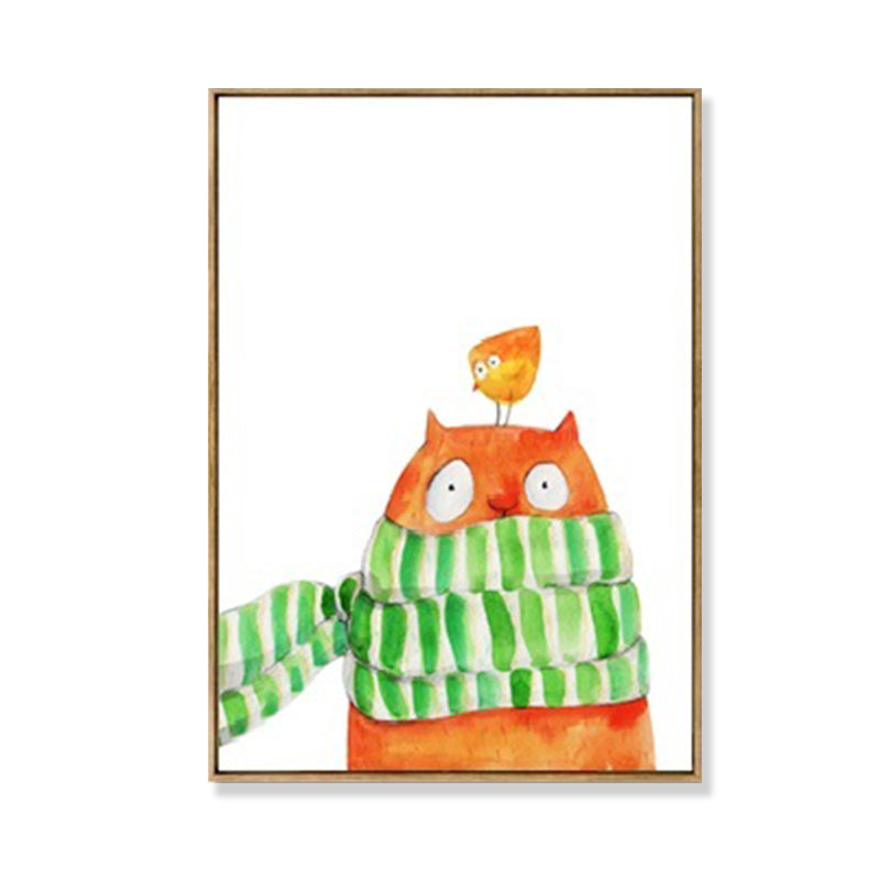 Drawing Print Animal Canvas Art Pastel Color Cartoon Wall Decor for Kids Bedroom Clearhalo 'Art Gallery' 'Canvas Art' 'Kids' Arts' 1899602