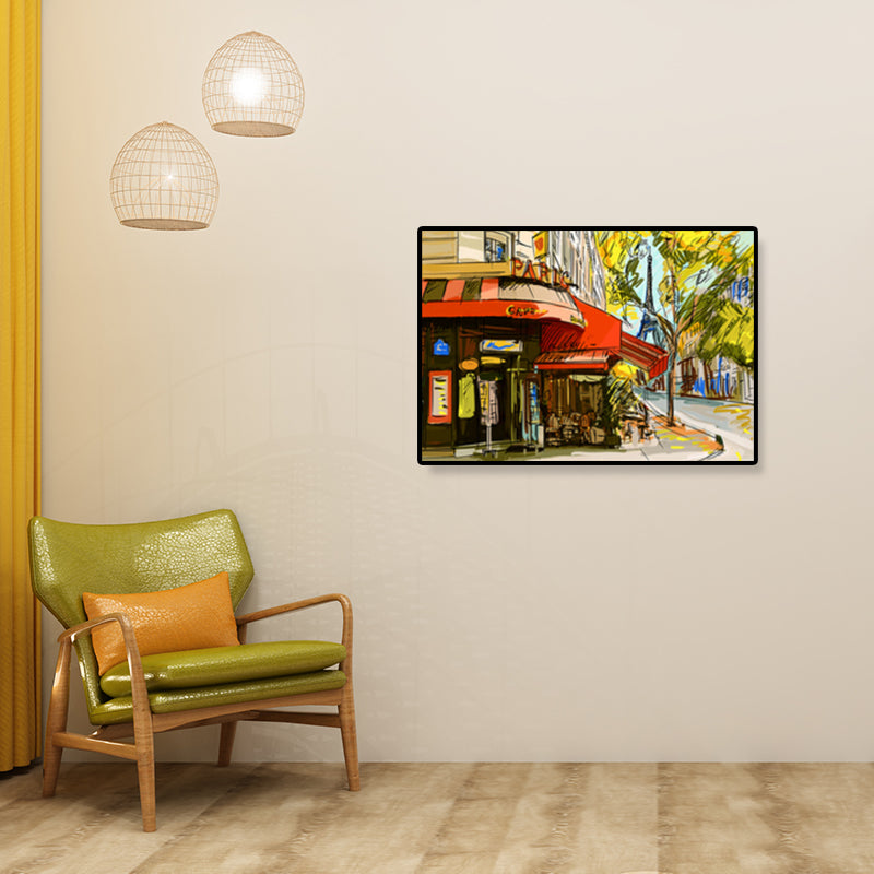 Wereldwijde geïnspireerde mijlpaal schilderen canvas print getextureerde pastelkleurige muurkunst voor hotel