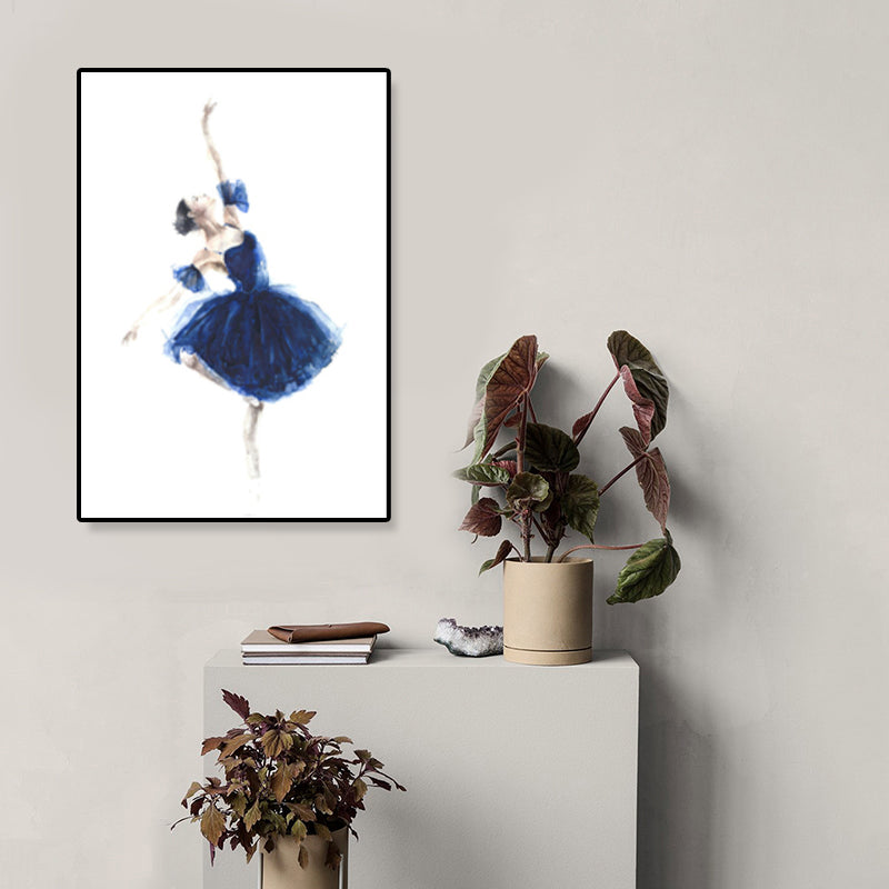 Pastel Drawing Ballet Girl Canvas Dance Nordic Textured Wall Art Print for Bedroom Clearhalo 'Arts' 'Canvas Art' 1899650