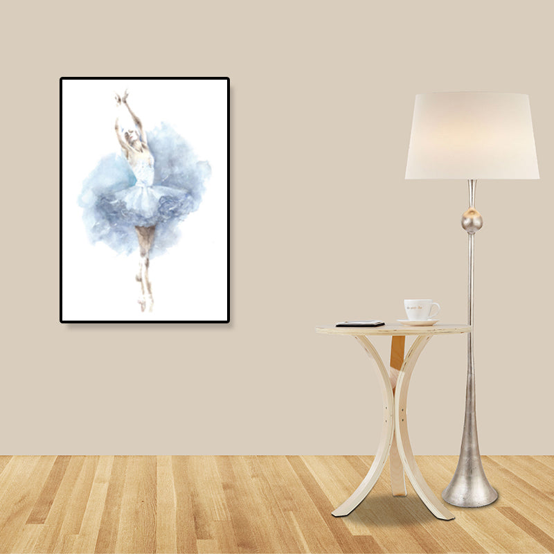 Pastel Drawing Ballet Girl Canvas Dance Nordic Textured Wall Art Print for Bedroom Grey Clearhalo 'Arts' 'Canvas Art' 1899657