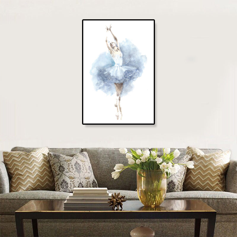 Pastel Drawing Ballet Girl Canvas Dance Nordic Textured Wall Art Print for Bedroom Clearhalo 'Arts' 'Canvas Art' 1899658