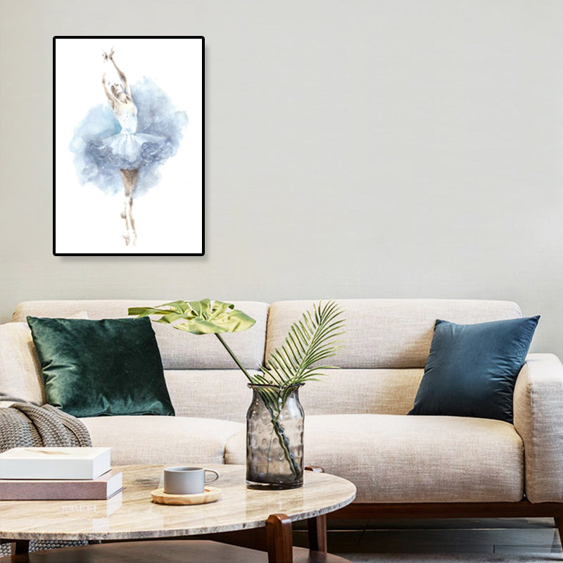 Pastel Drawing Ballet Girl Canvas Dance Nordic Textured Wall Art Print for Bedroom Clearhalo 'Arts' 'Canvas Art' 1899659