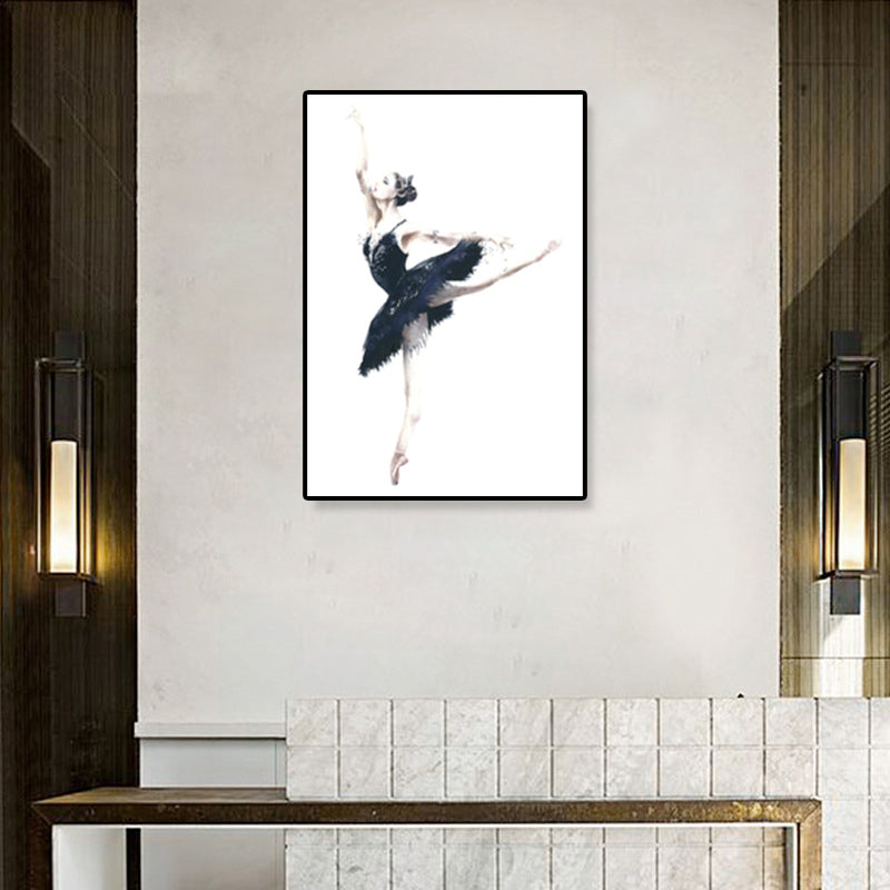 Pastel Drawing Ballet Girl Canvas Dance Nordic Textured Wall Art Print for Bedroom Clearhalo 'Arts' 'Canvas Art' 1899662