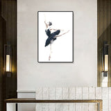 Dibujo pastel ballet chica lienzo danza nórdica estampado de arte de pared texturizado para dormitorio