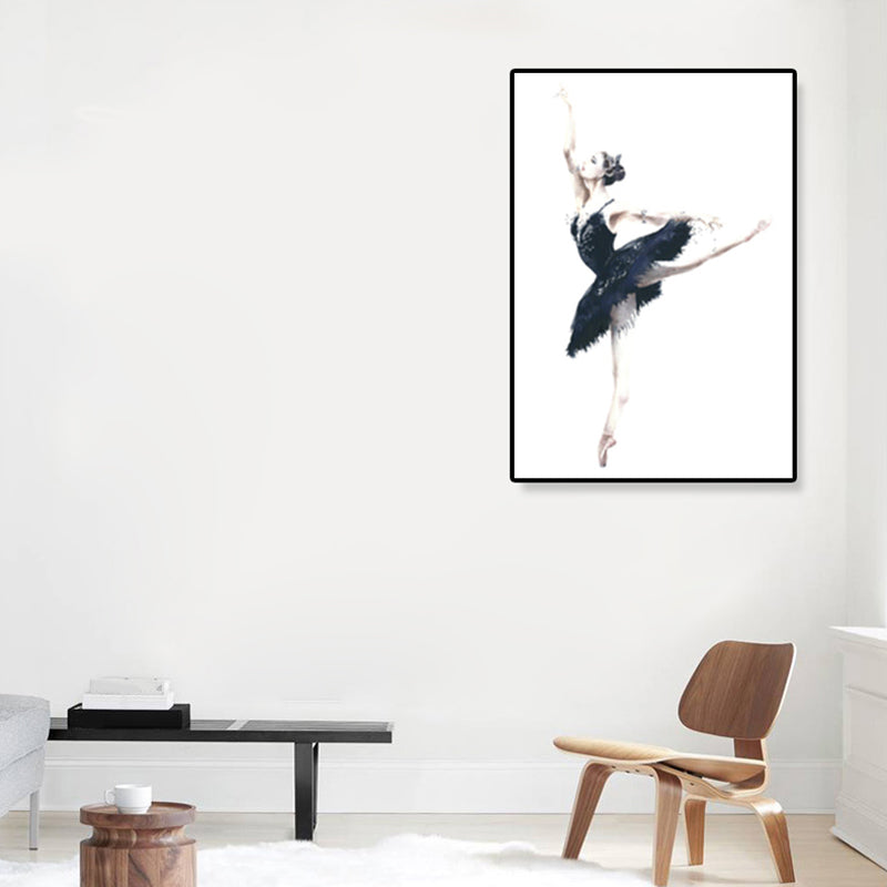 Dessin pastel Ballet Girl Canvas Dance Nordic Textured Wall Art Print pour chambre à coucher