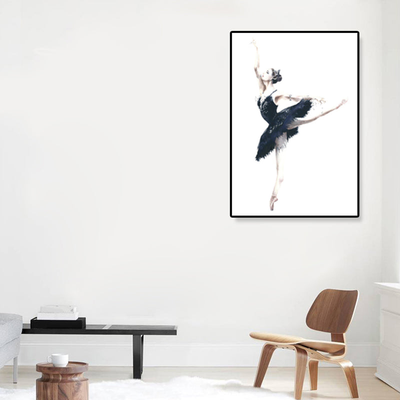 Pastel Drawing Ballet Girl Canvas Dance Nordic Textured Wall Art Print for Bedroom Clearhalo 'Arts' 'Canvas Art' 1899663