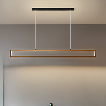 Oversized Rectangular LED Island Pendant Simple Aluminum Black Ceiling Hanging Light in Warm/White/Natural Light Black Clearhalo 'Ceiling Lights' 'Island Lights' Lighting' 1899682