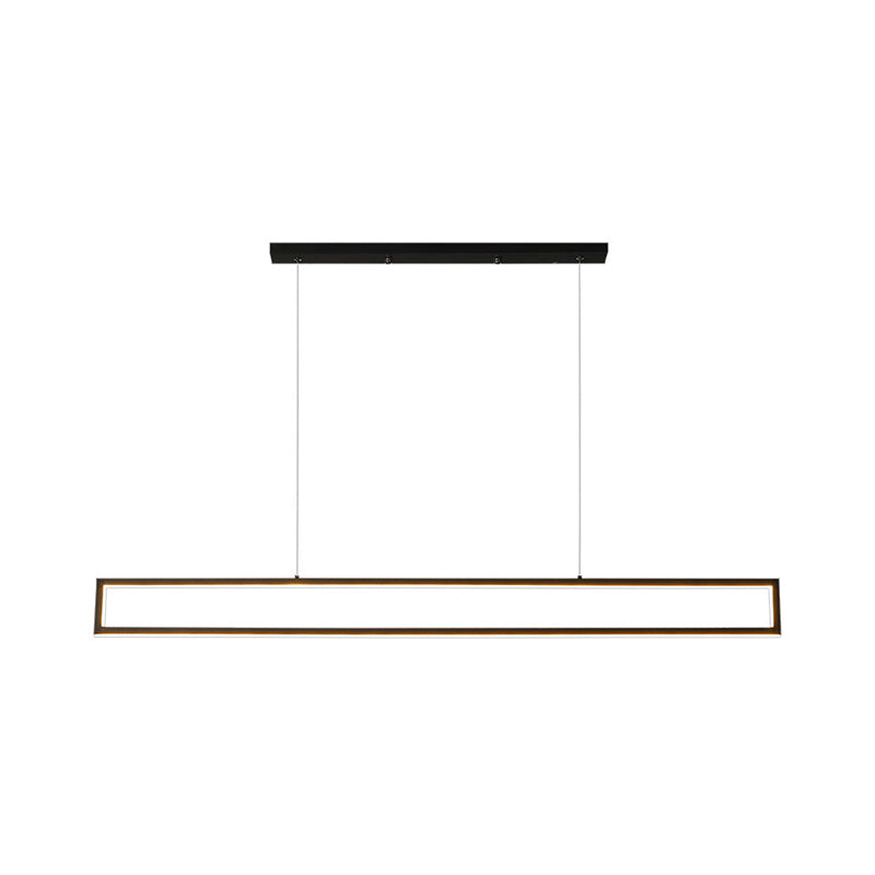 Oversized Rectangular LED Island Pendant Simple Aluminum Black Ceiling Hanging Light in Warm/White/Natural Light Clearhalo 'Ceiling Lights' 'Island Lights' Lighting' 1899684