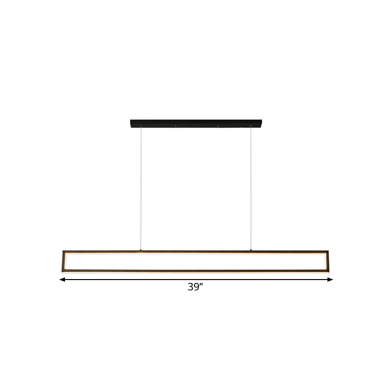 Oversized Rectangular LED Island Pendant Simple Aluminum Black Ceiling Hanging Light in Warm/White/Natural Light Clearhalo 'Ceiling Lights' 'Island Lights' Lighting' 1899685