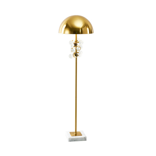 Gold Floor Lighting Modern Metallic Domed Shape Standing Light with Crystal Drip Accent for Living Room Clearhalo 'Floor Lamps' 'Lamps' Lighting' 1899698