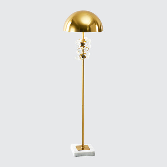 Gold Floor Lighting Modern Metallic Domed Shape Standing Light with Crystal Drip Accent for Living Room Clearhalo 'Floor Lamps' 'Lamps' Lighting' 1899700