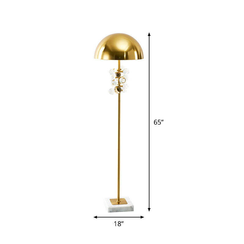 Gold Floor Lighting Modern Metallic Domed Shape Standing Light with Crystal Drip Accent for Living Room Clearhalo 'Floor Lamps' 'Lamps' Lighting' 1899701