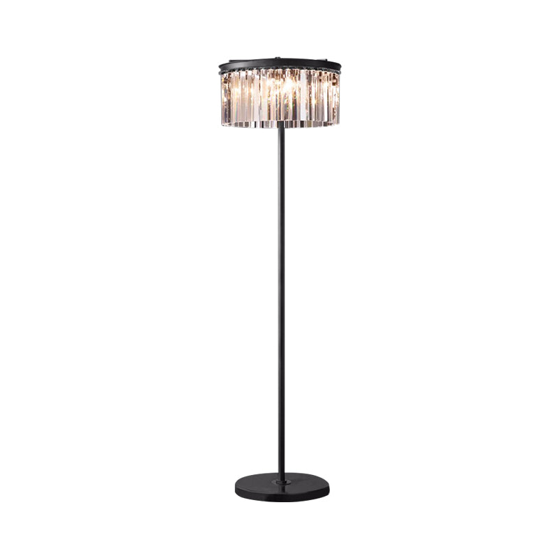 5-Bulb Standing Lamp Rustic 1/3-Layer Crystal Block Floor Light in Black for Living Room Clearhalo 'Floor Lamps' 'Lamps' Lighting' 1899702