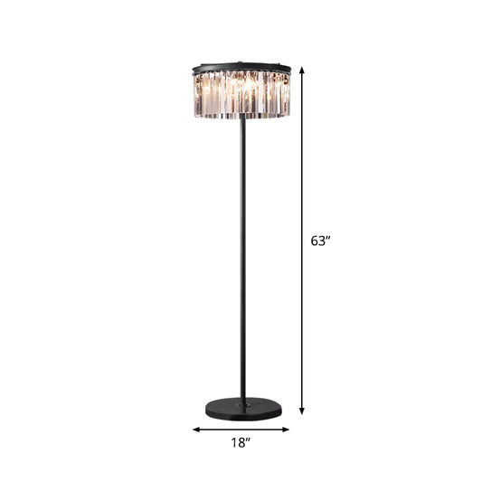 5-Bulb Standing Lamp Rustic 1/3-Layer Crystal Block Floor Light in Black for Living Room Clearhalo 'Floor Lamps' 'Lamps' Lighting' 1899704