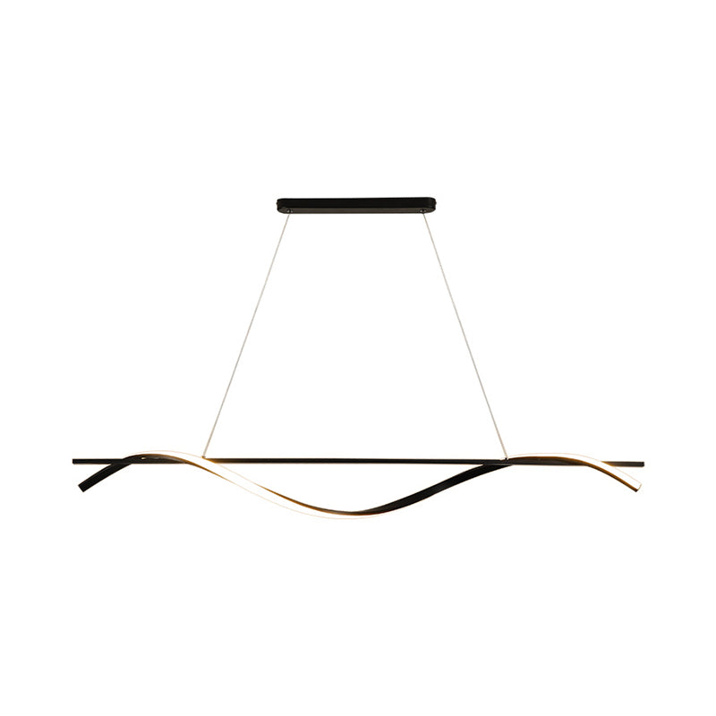 Minimalism Curvy Hanging Island Light Acrylic Dining Room LED Drop Pendant in Black, Warm/White Light Clearhalo 'Ceiling Lights' 'Island Lights' Lighting' 1899740