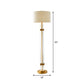 Linear Bedroom Floor Light Nordic Crystal Rod LED Beige Standing Lighting with Drum Fabric Shade Clearhalo 'Floor Lamps' 'Lamps' Lighting' 1899754