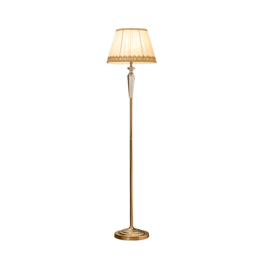 Barrel Living Room Standing Lighting Traditional Single Gold Floor Light with Crystal Accent Clearhalo 'Floor Lamps' 'Lamps' Lighting' 1899821