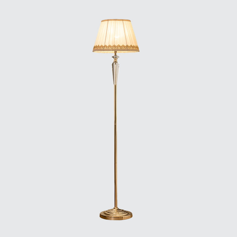 Barrel Living Room Standing Lighting Traditional Single Gold Floor Light with Crystal Accent Clearhalo 'Floor Lamps' 'Lamps' Lighting' 1899823