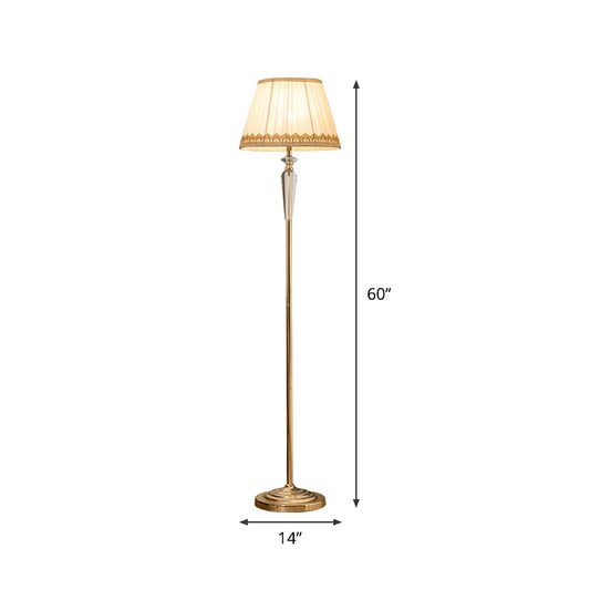 Barrel Living Room Standing Lighting Traditional Single Gold Floor Light with Crystal Accent Clearhalo 'Floor Lamps' 'Lamps' Lighting' 1899824
