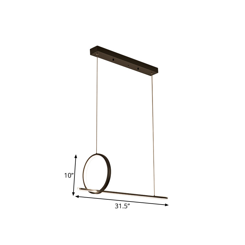 Linear and Ring Island Lighting Minimalistic Iron 1/2-Head Black LED Hanging Light Fixture Clearhalo 'Ceiling Lights' 'Island Lights' Lighting' 1899852