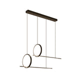 Linear and Ring Island Lighting Minimalistic Iron 1/2-Head Black LED Hanging Light Fixture Clearhalo 'Ceiling Lights' 'Island Lights' Lighting' 1899856